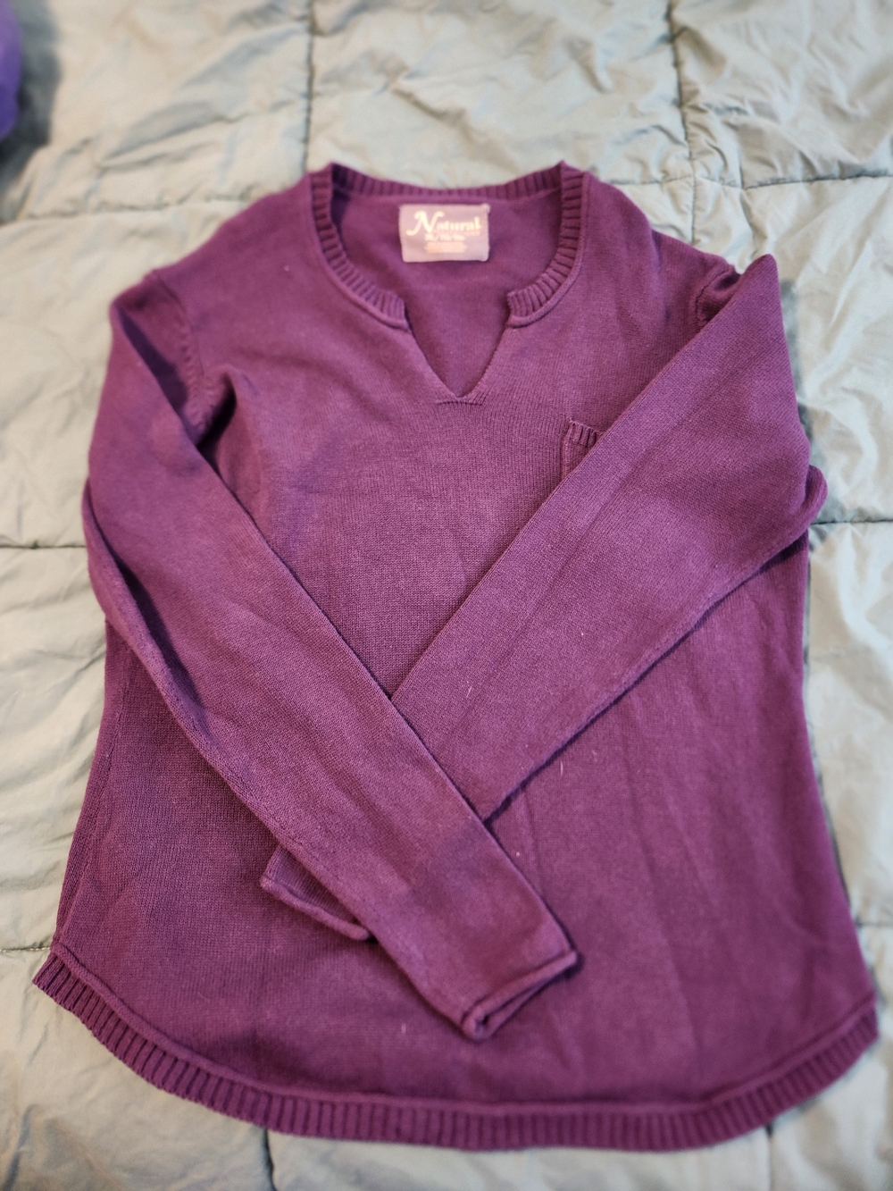 Natural Reflections Purple V-Neck Knit Sweater